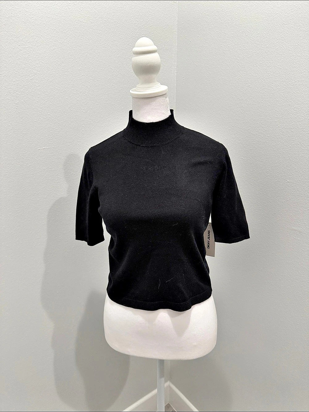 DKNY Jeans Ribbed Turtleneck Top Black PXS